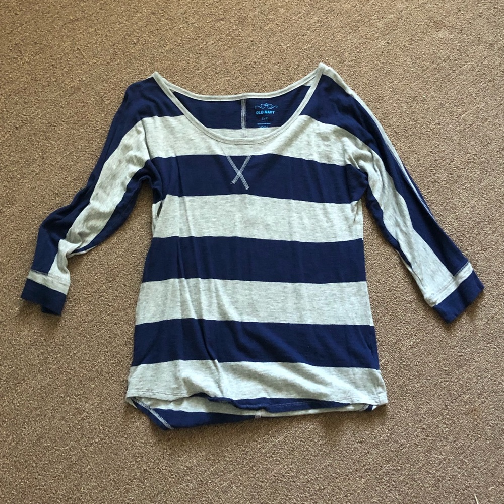 Grey & Blue Striped Long Sleeve